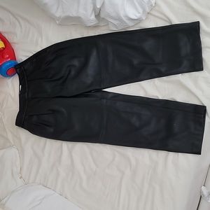 Mango pleated straight faux leather pants size 1